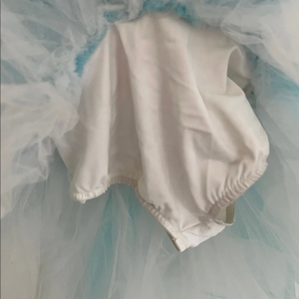 Weissman Blue Sequin Tulle dance costume with Floral Accents